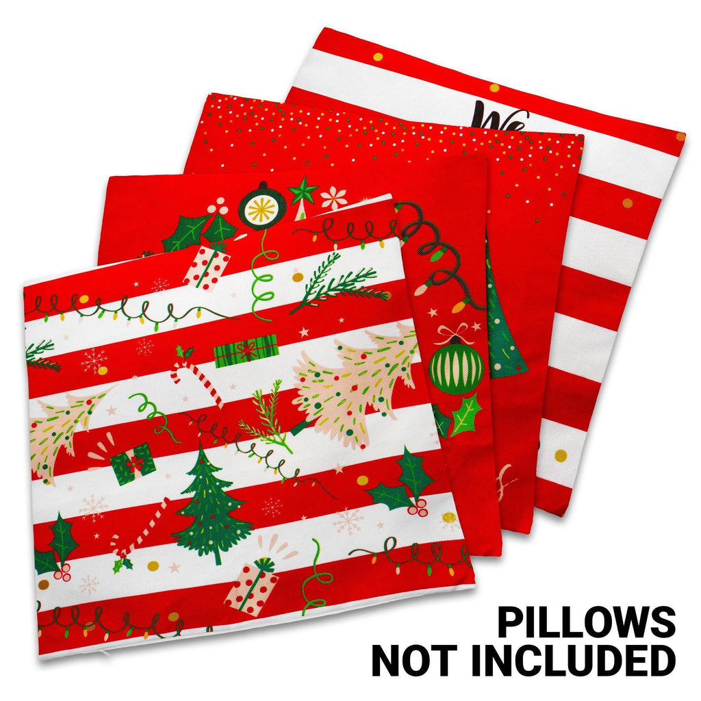 G128 Christmas Decoration Elegant Pine Spruce Waterproof Throw Pillow Covers 18 X 18 in Set of 4, Beautiful Cushion Covers for Christmas Sofa Couch Decoration