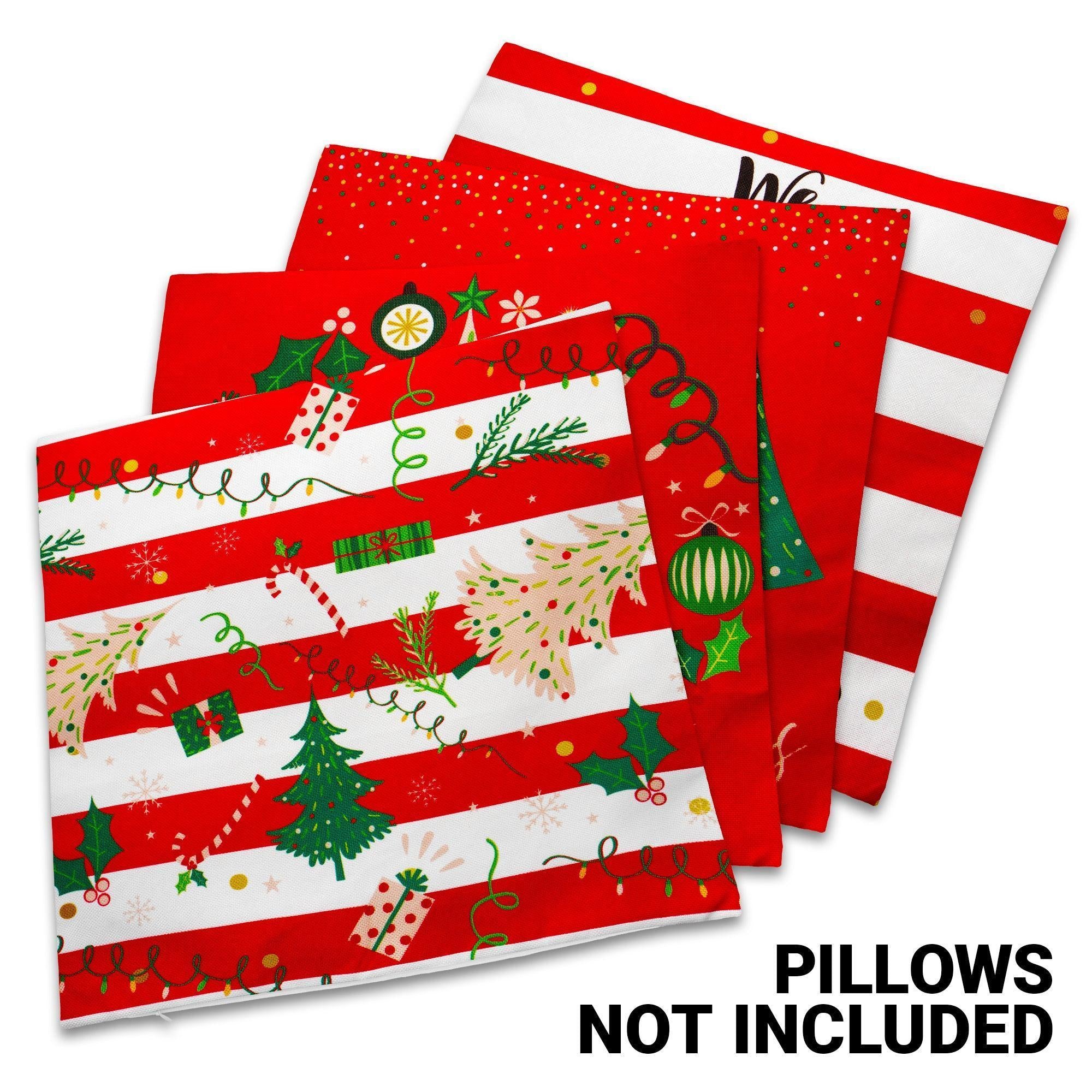 G128 Christmas Decoration Elegant Pine Spruce Waterproof Throw Pillow Covers 18 X 18 in Set of 4, Beautiful Cushion Covers for Christmas Sofa Couch Decoration