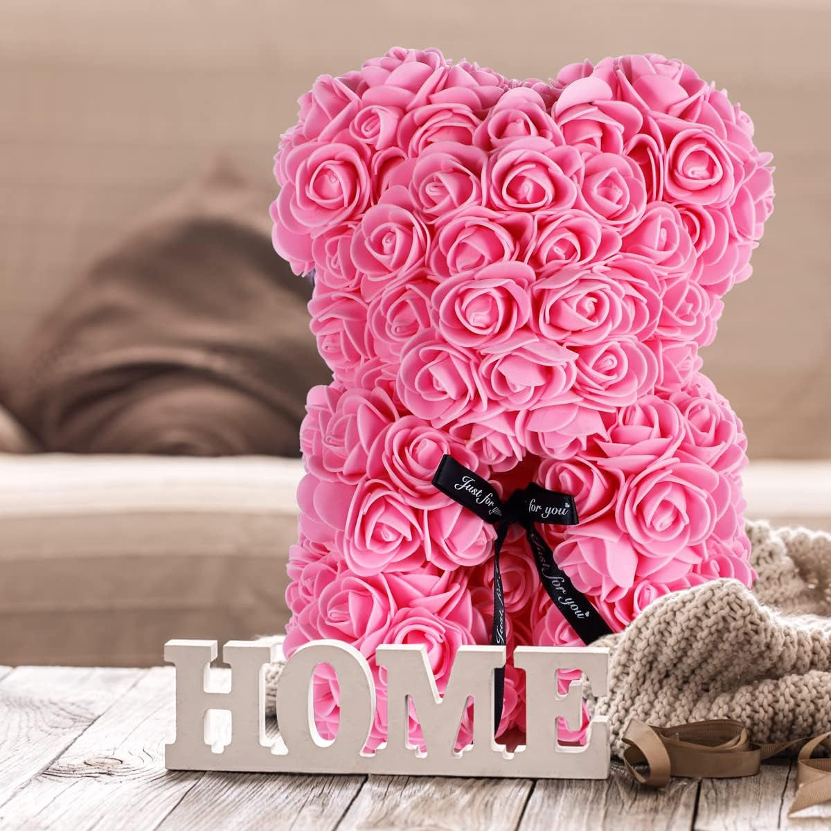 Christmas Women Gifts Rose Bear Birthday Gifts for Girlfriend Wife, Rose Teddy Bear Anniversary Party Presents,Flowers Bear Gifts for Mom, Womens Gifts for Xmas (Pink)