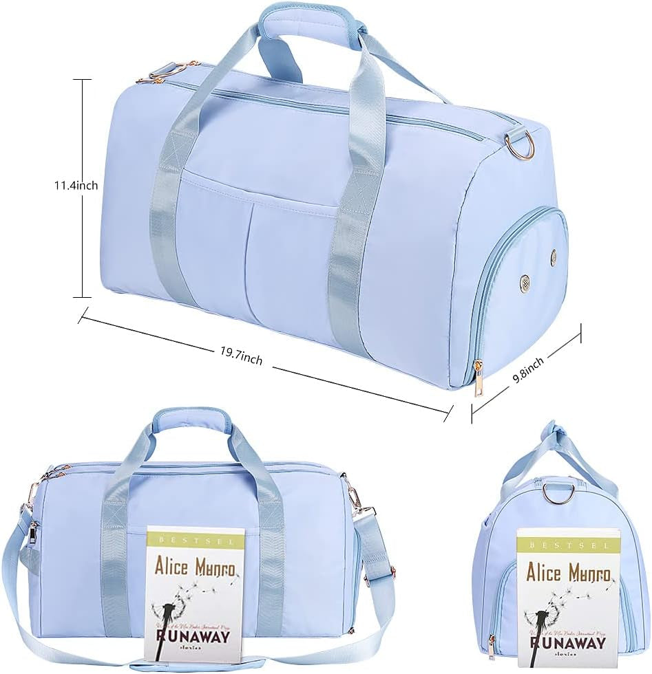 Gym Duffle Bag Dry Wet Separated Gym Bag Sport Duffle Bag Training Handbag Yoga Bag with Extra Drawstring Backpack for Man and Women (Blue-Upgrade) Large