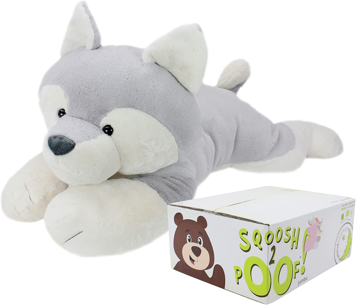 Giant 44" Sqoosh2Poof Ultra Soft Plush Husky - Cuddly Companion with Bonus Interactive Surprise!