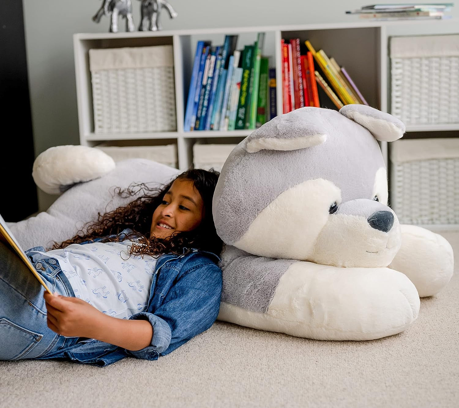 Giant 44" Sqoosh2Poof Ultra Soft Plush Husky - Cuddly Companion with Bonus Interactive Surprise!