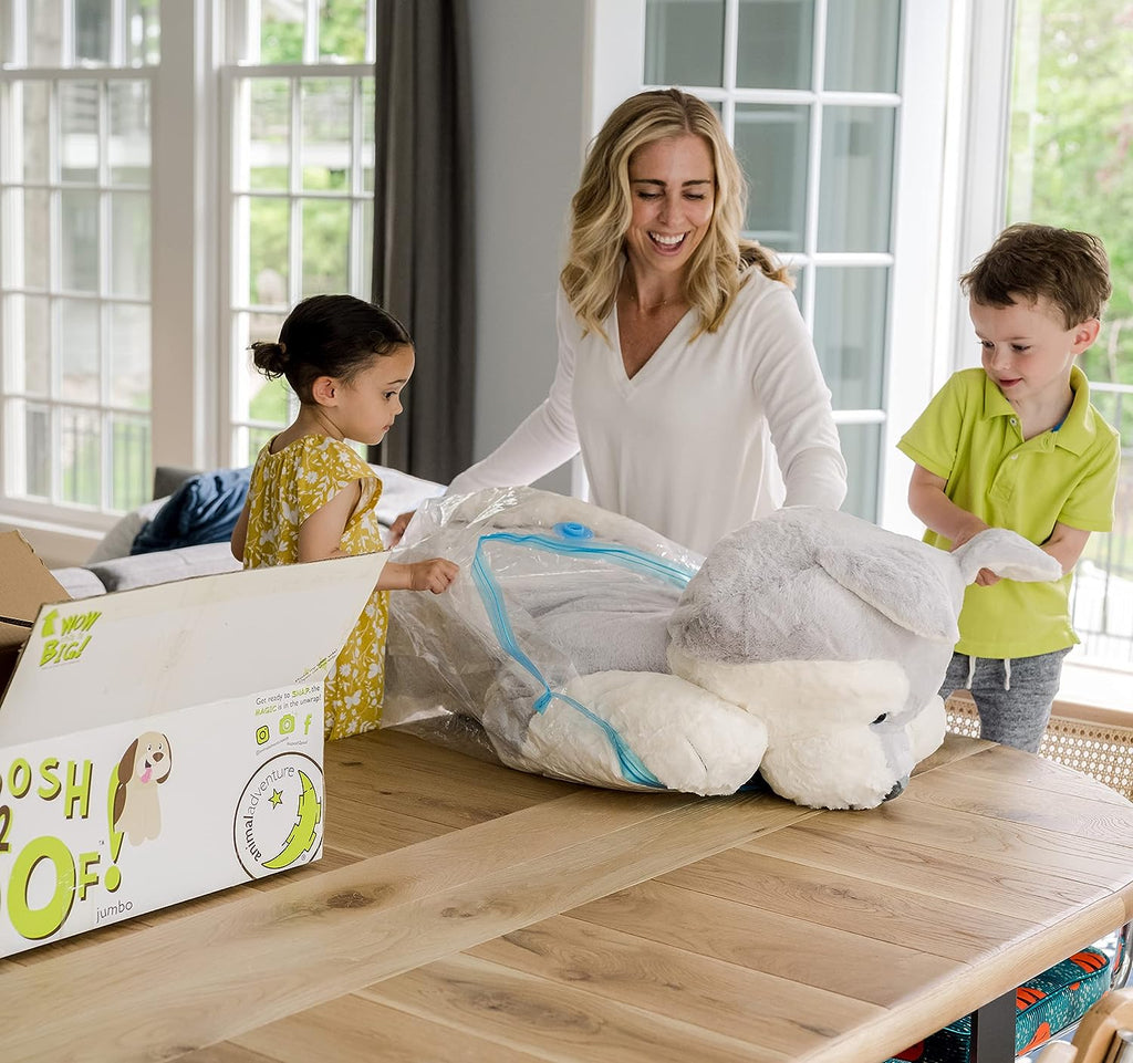 Giant 44" Sqoosh2Poof Ultra Soft Plush Husky - Cuddly Companion with Bonus Interactive Surprise!