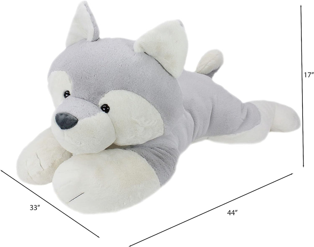 Giant 44" Sqoosh2Poof Ultra Soft Plush Husky - Cuddly Companion with Bonus Interactive Surprise!