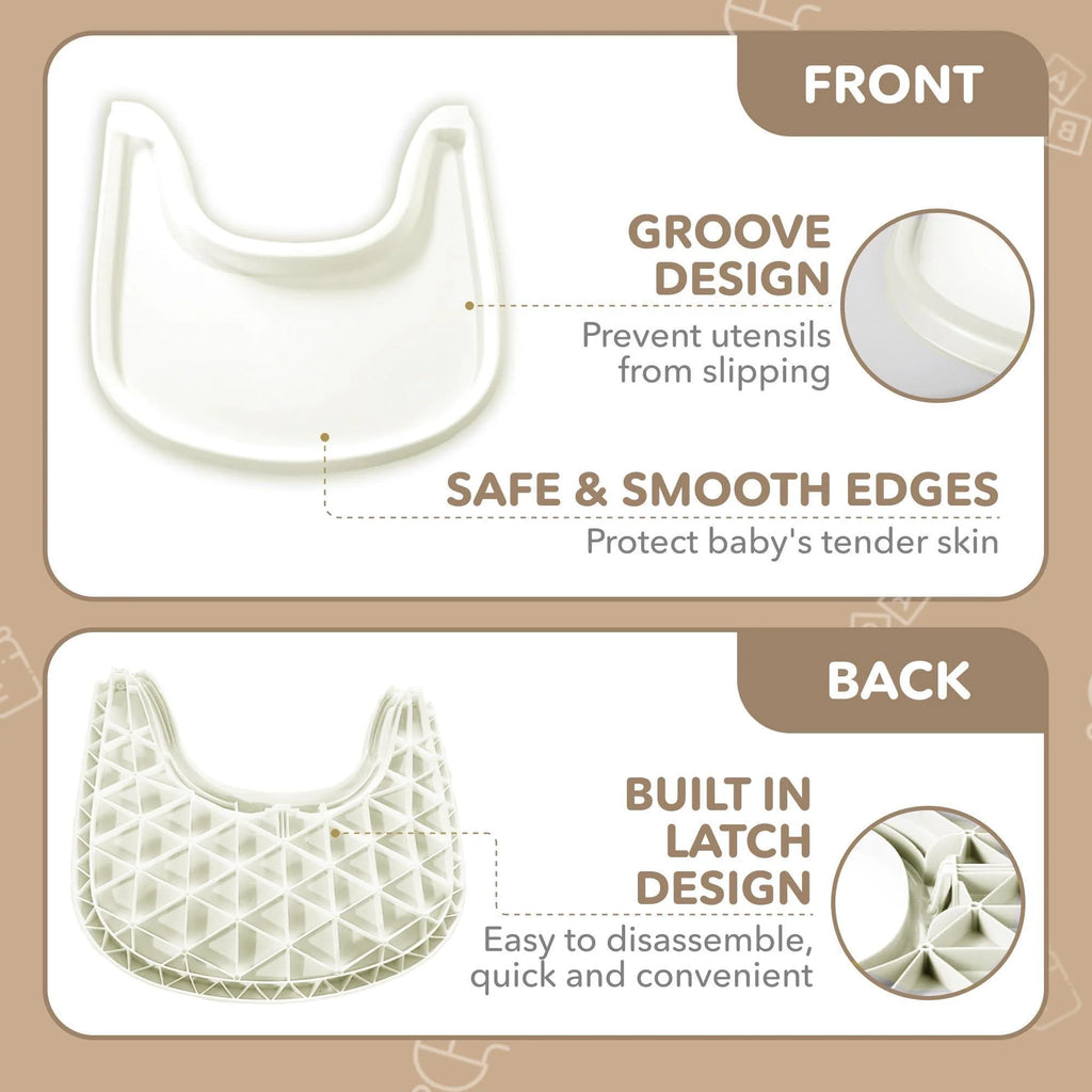 High Chair Tray Compatible with Stokke Trip Trap Chair Matte Milky Color Ergonomic Curved Design Accessory BPA Free Easy to Assemble