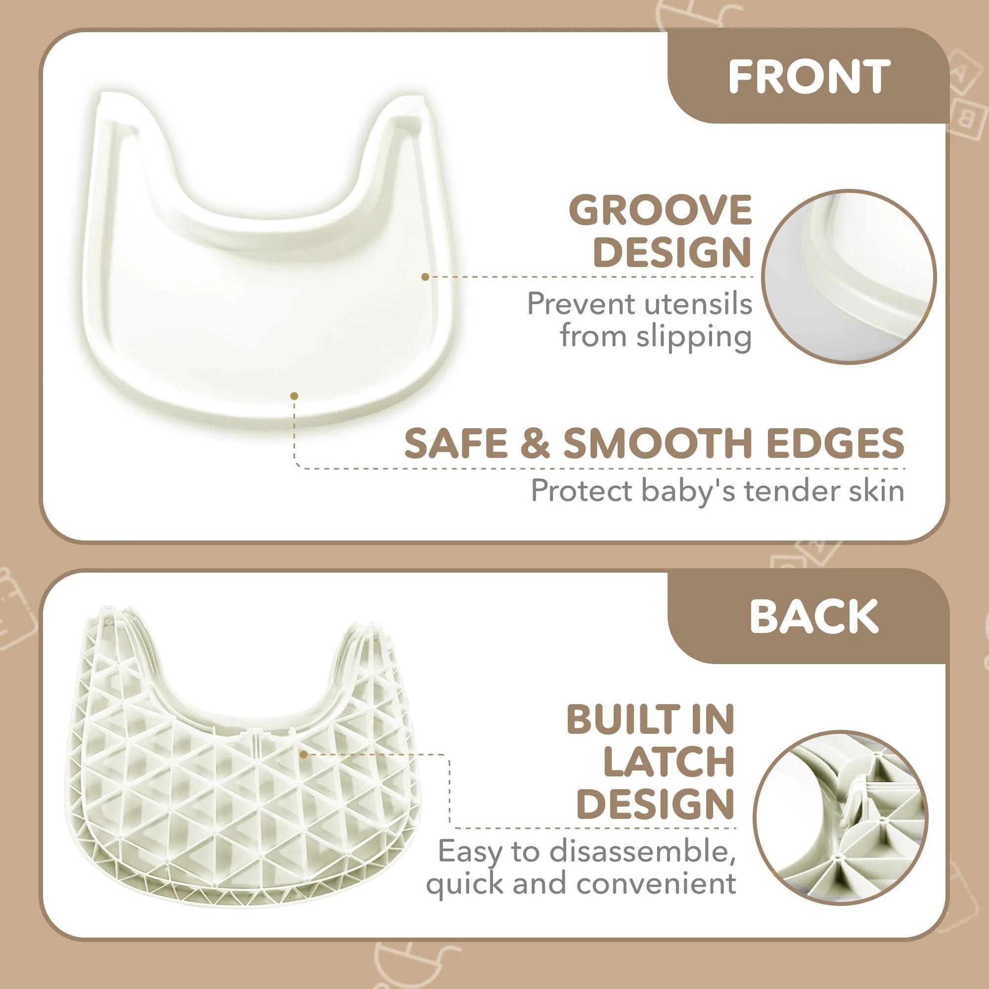 High Chair Tray Compatible with Stokke Trip Trap Chair Matte Milky Color Ergonomic Curved Design Accessory BPA Free Easy to Assemble