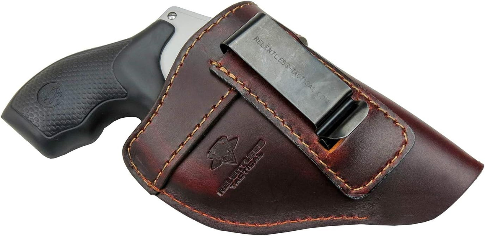 The Defender Leather IWB Holster - Fits Most J Frame Revolvers Incl. Ruger LCR, S&W 442/642, Taurus, Charter & Most .38 Special Revolvers - Made in USA