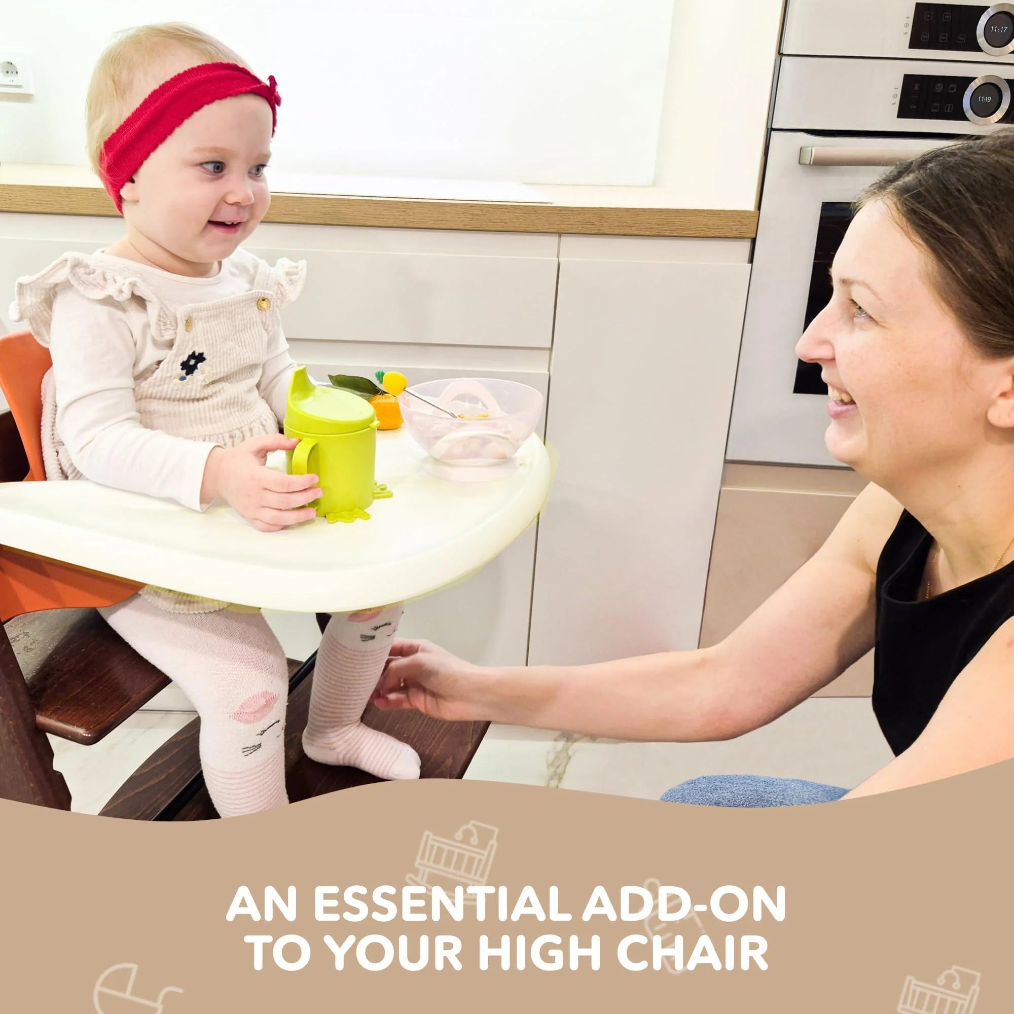 High Chair Tray Compatible with Stokke Trip Trap Chair Matte Milky Color Ergonomic Curved Design Accessory BPA Free Easy to Assemble