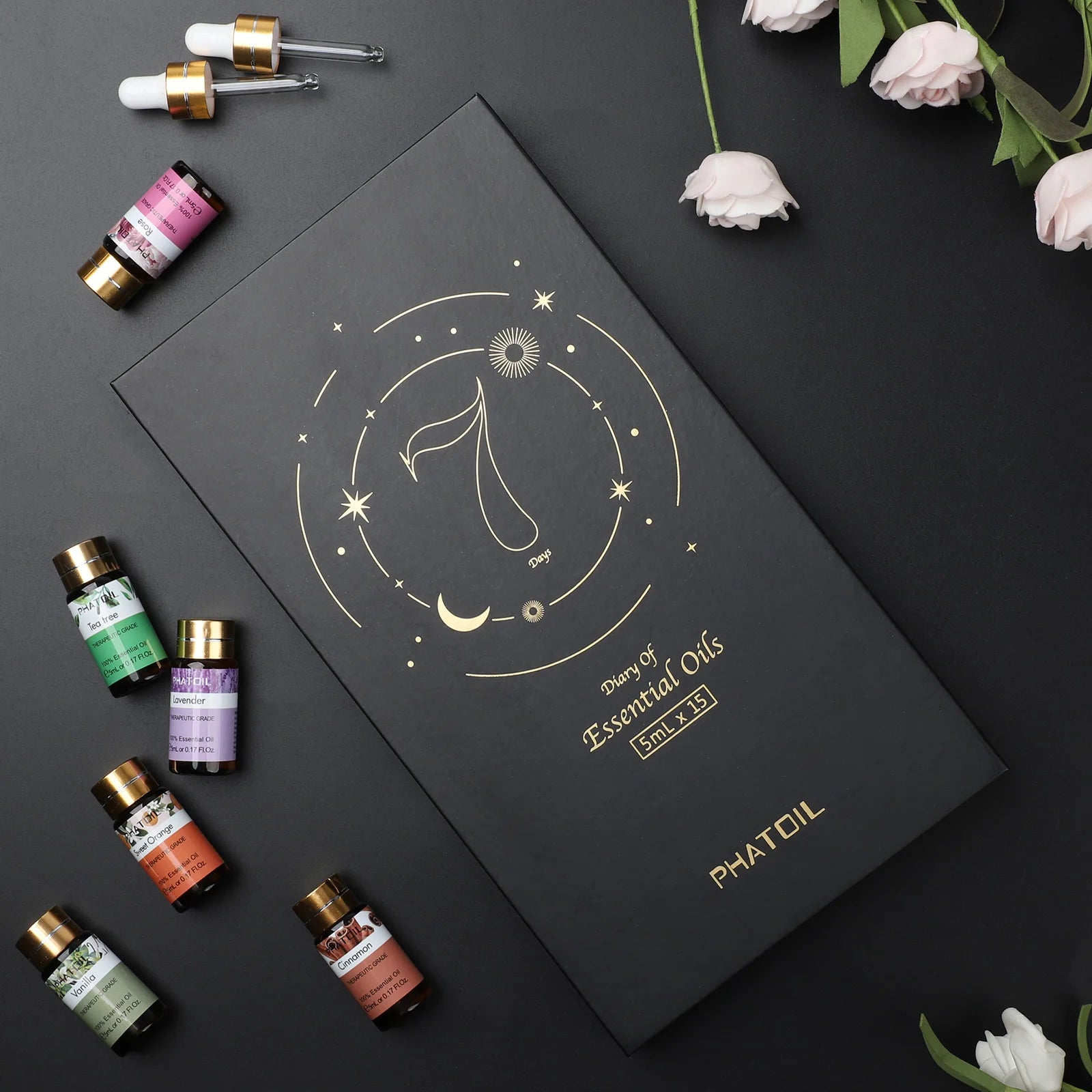 PHATOIL 15pcs Essential Oils Set Natural Plant Aroma Essential Oils Diffuser Eucalyptus Vanilla Mint Lavender Rose Tea Tree Oil