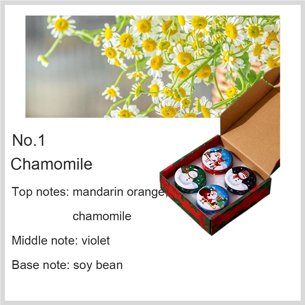 4pcs Scented Candles Christmas Fragrance Candle Christmas Gifts Small Gifts Creative Ornaments Aromatherapy Candles ﻿Party Decor