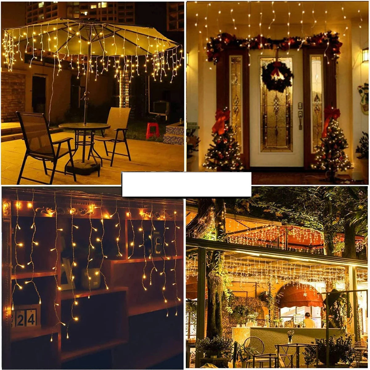 LED Icicle Fairy Lights Outdoor String Lights Christmas Garland For House New Year Garden Yard Party Wedding Terrace Decor