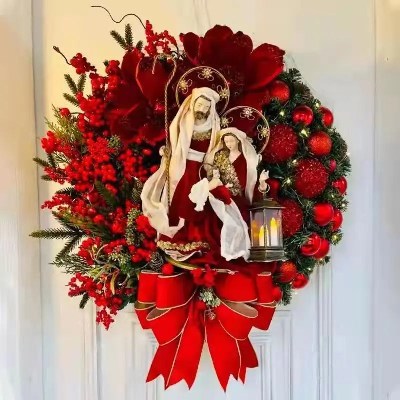 Christmas Wreath for Front Door Red Gold Window Wall Door Decorations 2025 Christmas Garland Ornament