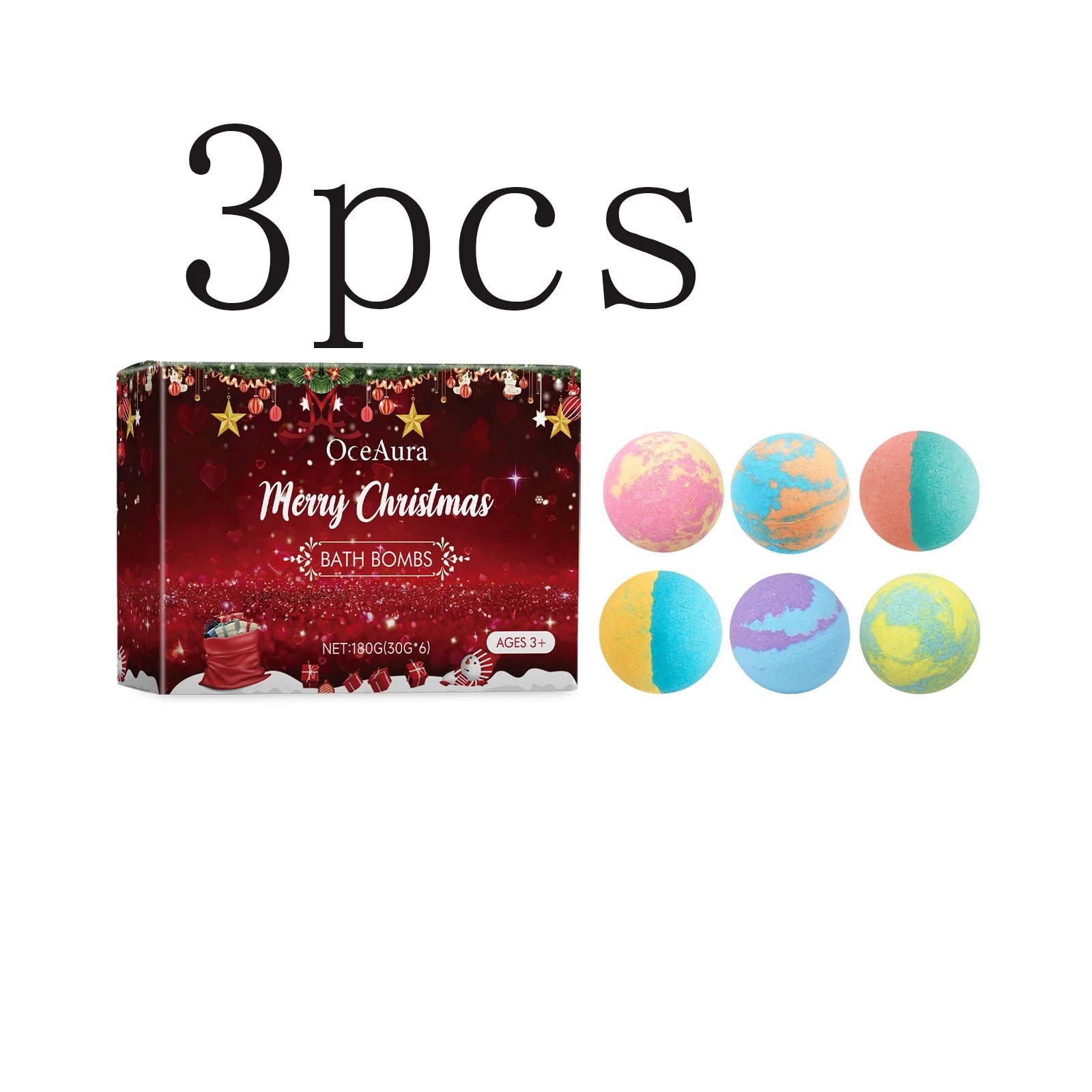Christmas Bath Bombs - Floral Scented Fizzing Bath Salts With Skin-Softening Oils, Long Lasting Fragrance & Bubbles