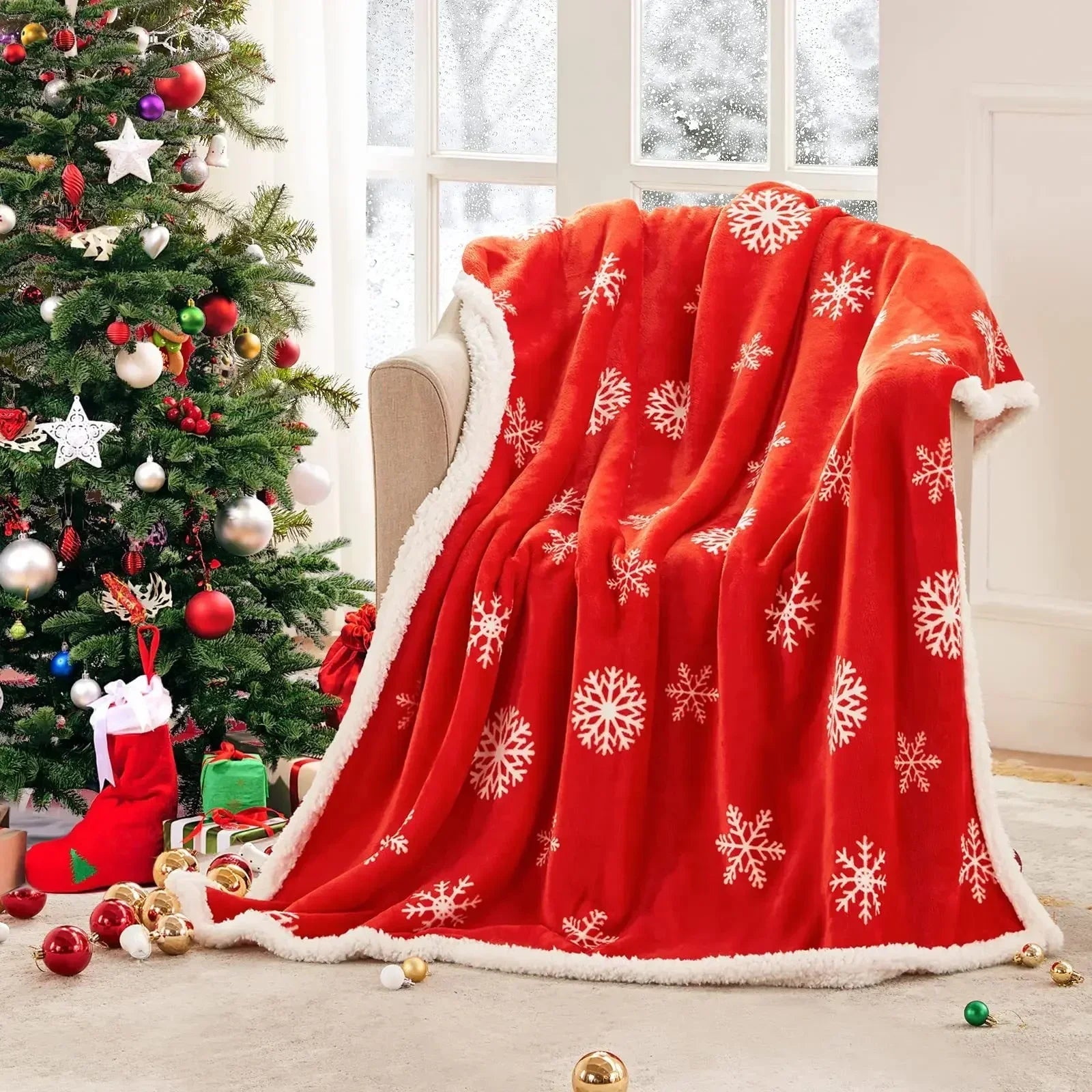 Navidad Christmas Reindeer Throw Blanket Single Layer Thicken Fluffy Soft Fleece Flannel Santa Claus Snowman Blanket Home Gift