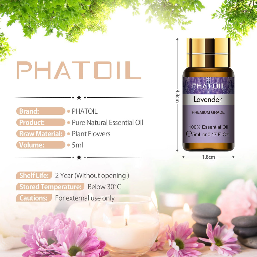 PHATOIL 15pcs Essential Oils Set Natural Plant Aroma Essential Oils Diffuser Eucalyptus Vanilla Mint Lavender Rose Tea Tree Oil