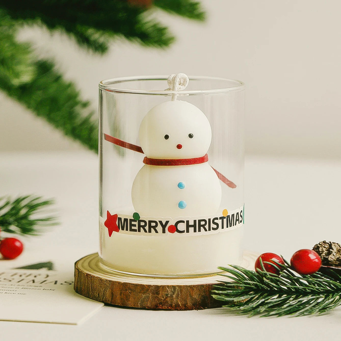 Christmas Scented Candle Glass Cup Soy Wax Santa Tree Snowman Reindeer Gift Home Decoration Holiday Aromatherapy Candle