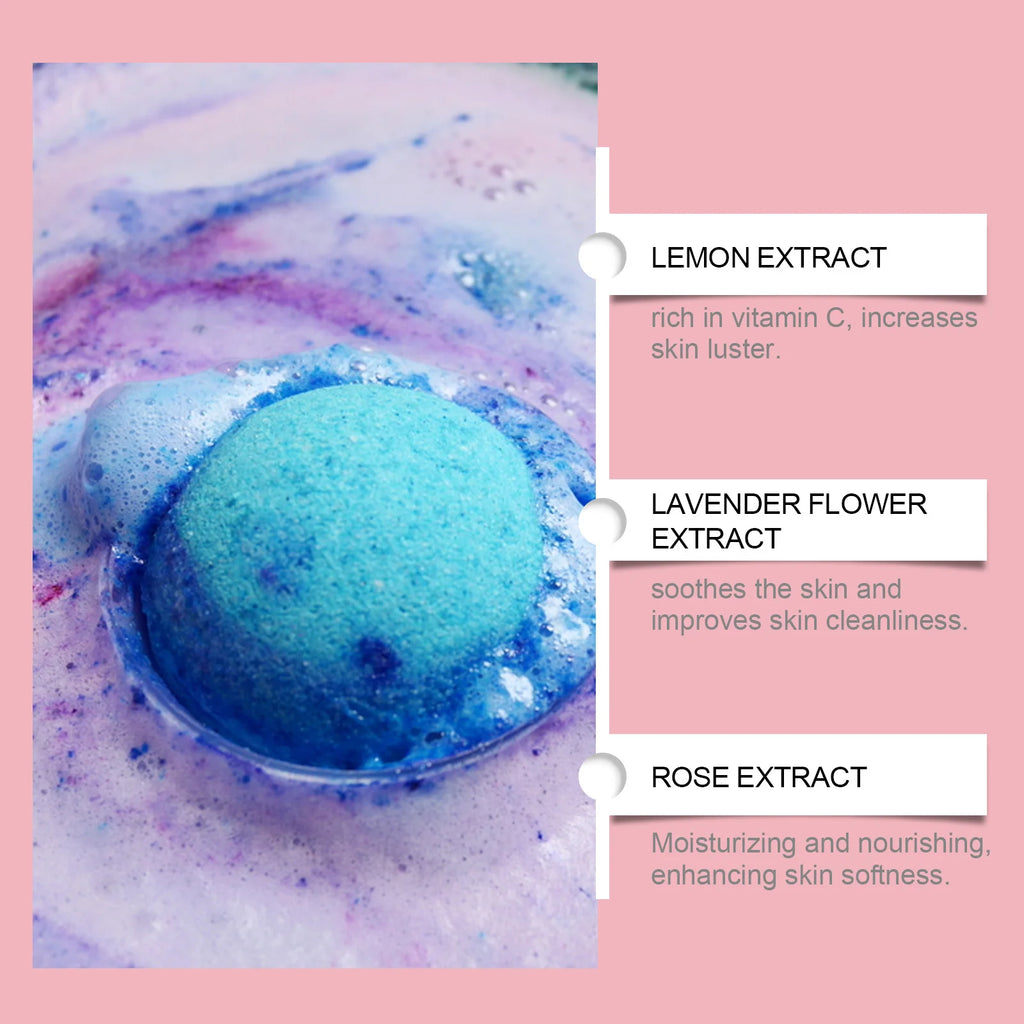 Christmas Bath Bombs - Floral Scented Fizzing Bath Salts With Skin-Softening Oils, Long Lasting Fragrance & Bubbles