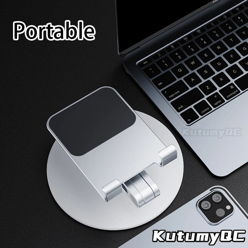 360° Metal Desk Mobile KutumyQC Phone Holder Stand For iPhone iPad Xiaomi Adjustable Desktop Tablet Holder Cell Phone Stand