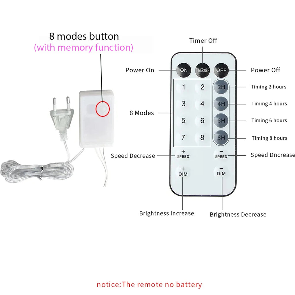 200-800LEDs Remote Outdoor LED String Fairy Lights Christmas Lights For Garland Wedding Party Holiday Garden Lamps Holiday Decor