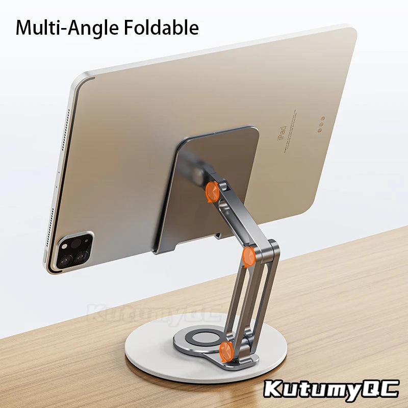 360° Metal Desk Mobile KutumyQC Phone Holder Stand For iPhone iPad Xiaomi Adjustable Desktop Tablet Holder Cell Phone Stand