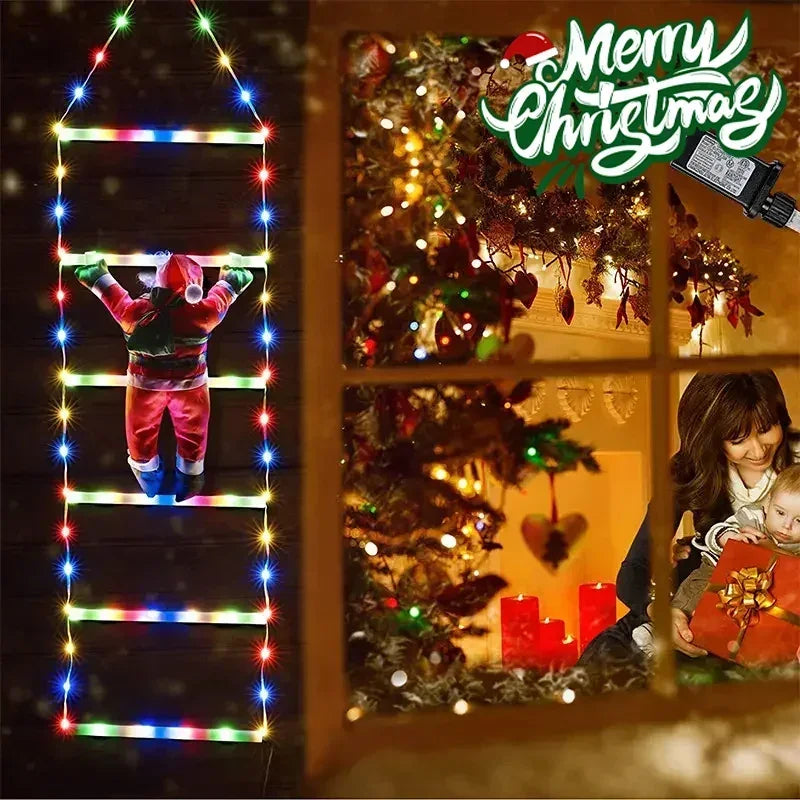 LED Ladder Light for Santa Claus Home Christmas Decor String Lamp Indoor Outdoor Window Garden Xmas Tree Hanging Strip Light