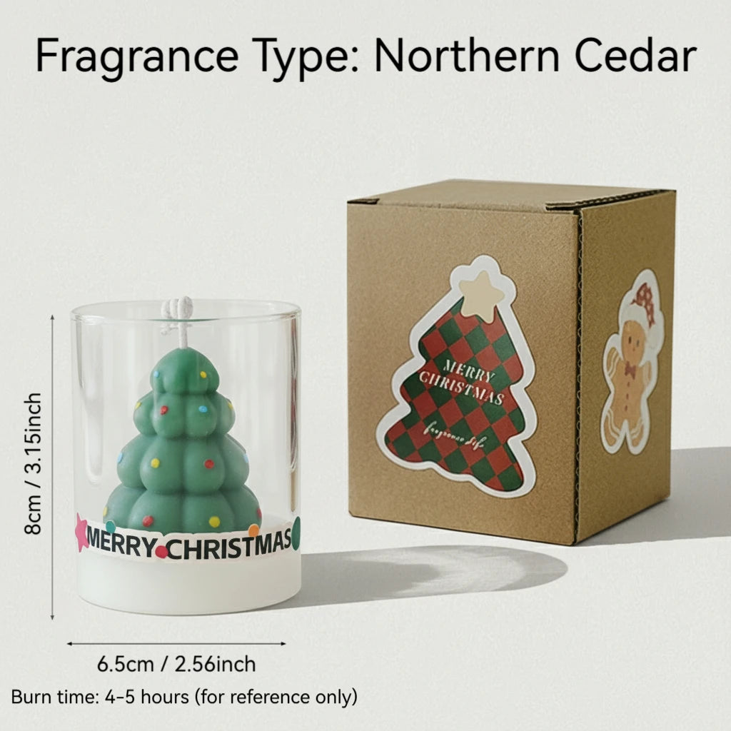 Christmas Scented Candle Glass Cup Soy Wax Santa Tree Snowman Reindeer Gift Home Decoration Holiday Aromatherapy Candle