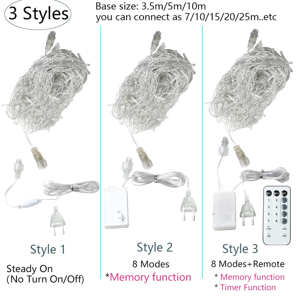 LED Icicle Fairy Lights Outdoor String Lights Christmas Garland For House New Year Garden Yard Party Wedding Terrace Decor