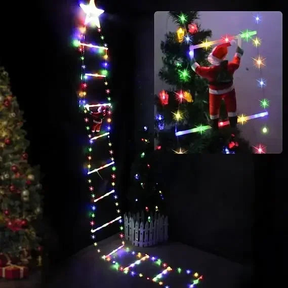 LED Ladder Light for Santa Claus Home Christmas Decor String Lamp Indoor Outdoor Window Garden Xmas Tree Hanging Strip Light