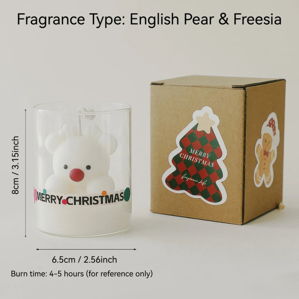Christmas Scented Candle Glass Cup Soy Wax Santa Tree Snowman Reindeer Gift Home Decoration Holiday Aromatherapy Candle