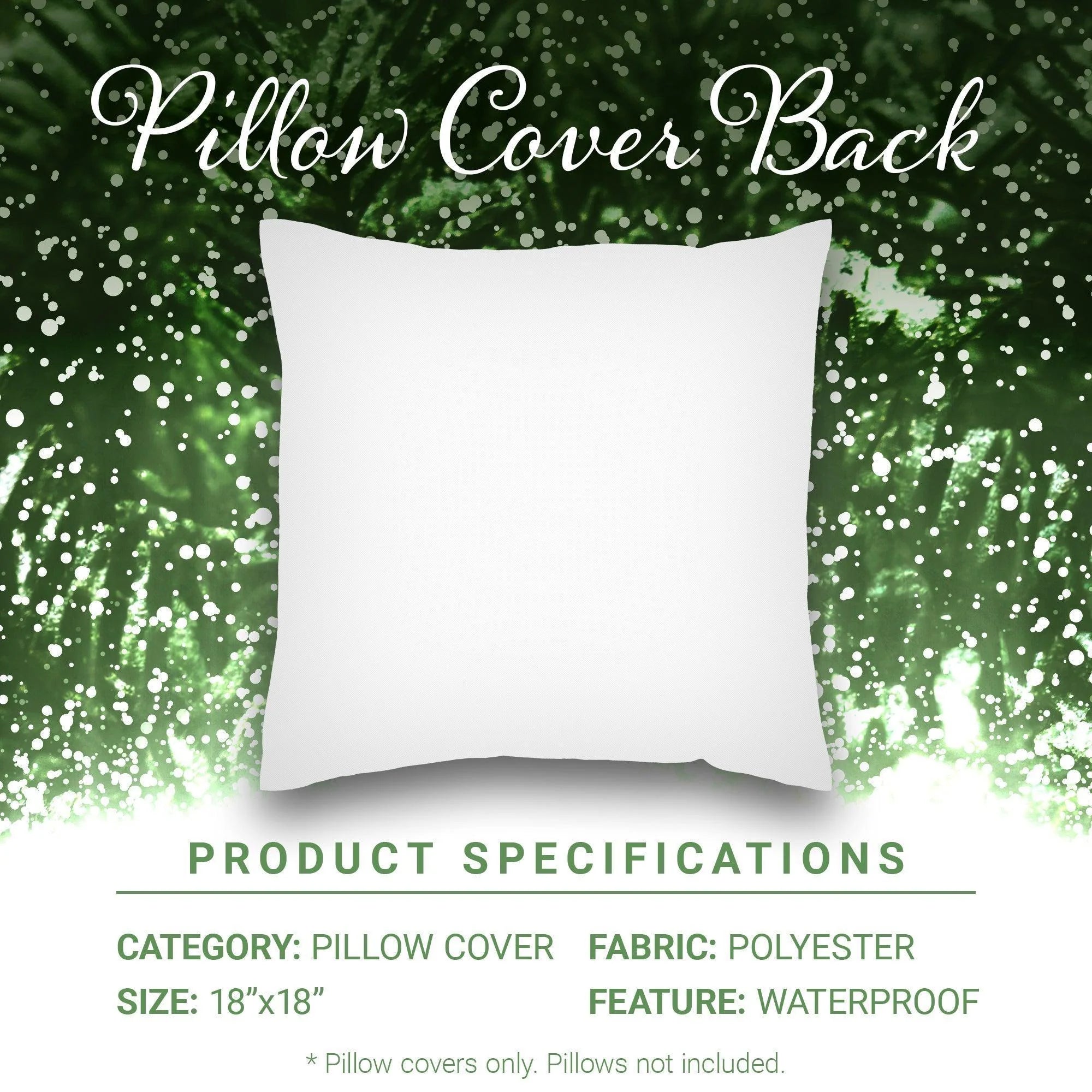 G128 Christmas Decoration Elegant Pine Spruce Waterproof Throw Pillow Covers 18 X 18 in Set of 4, Beautiful Cushion Covers for Christmas Sofa Couch Decoration
