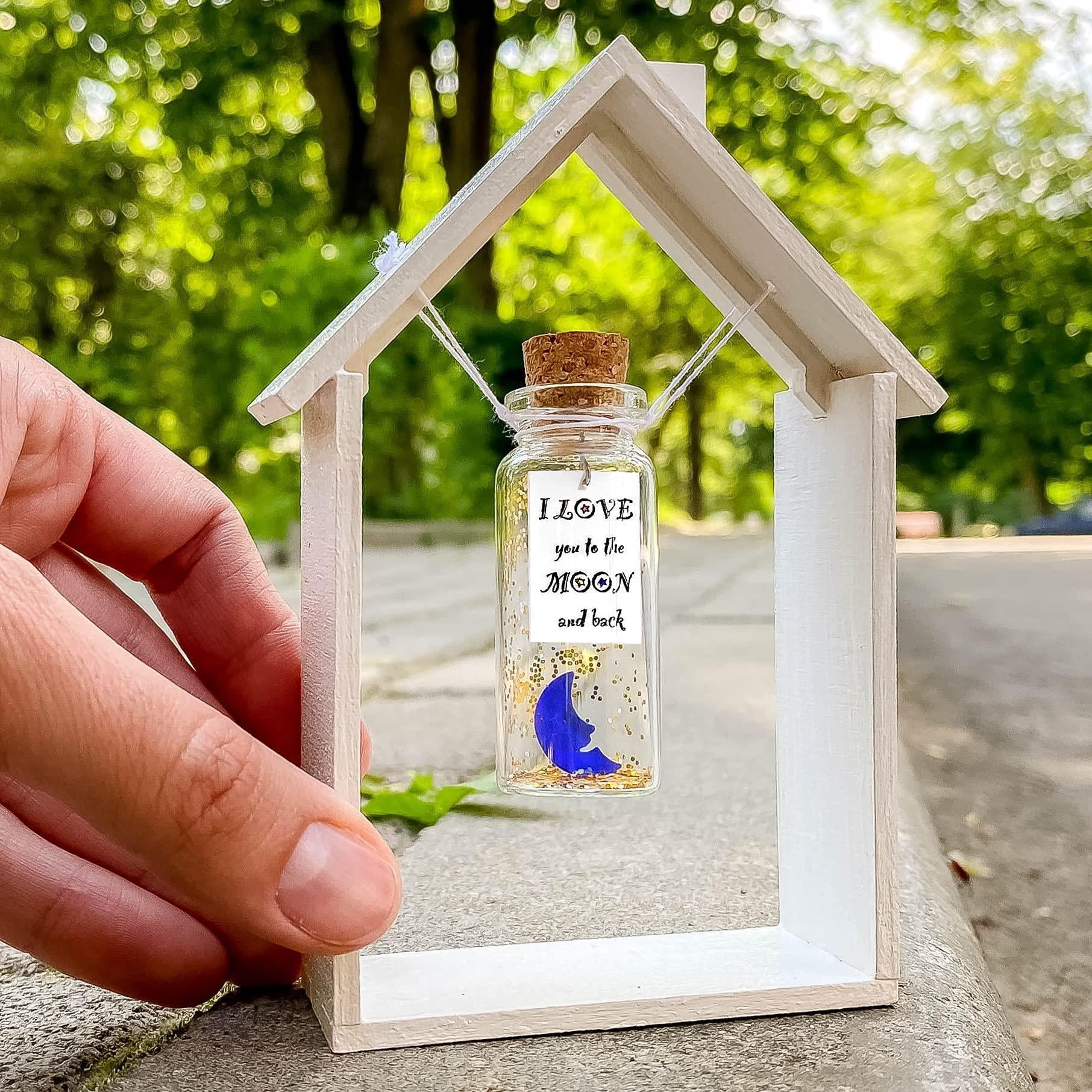 Cute Girlfriend and Boyfriend Gifts Personalized Anniversary Present for Her Him Custom Birthday Gift Idea for Women Men (I Love You to the Moon and around the World in Wooden Frame)