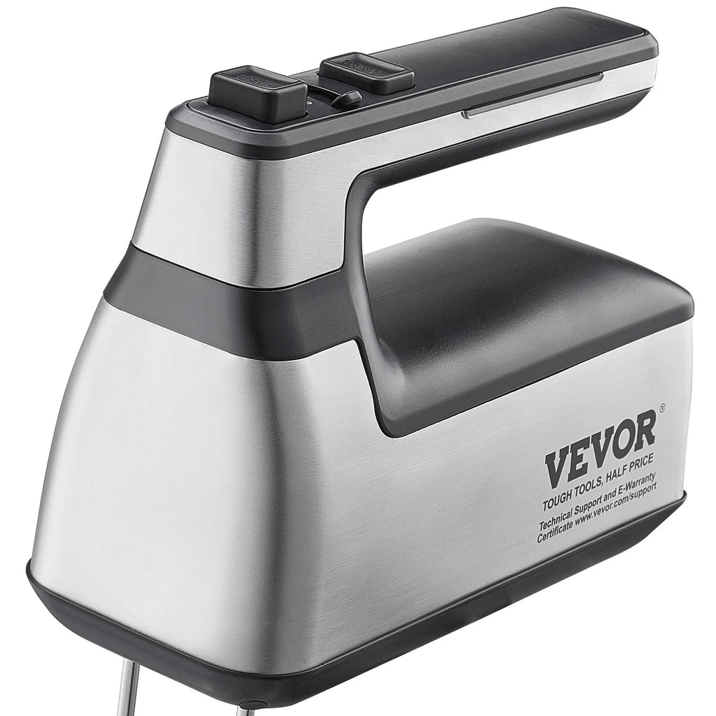 VEVOR Cordless Electric Hand Mixer, 250W, Continuously Variable Electric Handheld Mixer, with Turbo Boost Beaters Dough Hooks Storage Bag, Baking Supplies for Whipping Mixing Egg Cookie Cake Cream