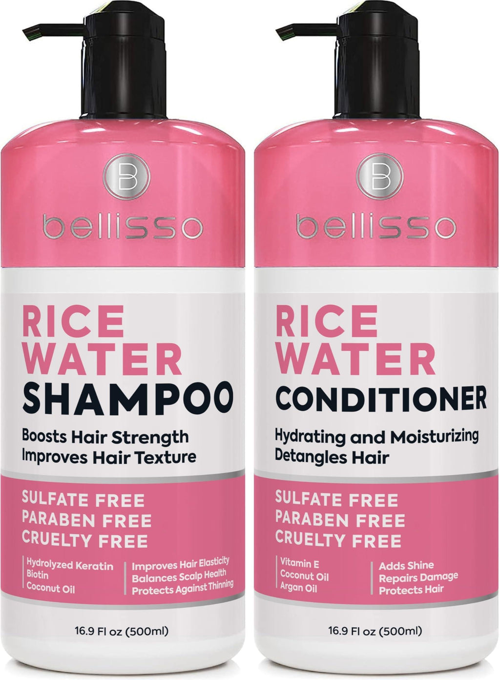 Rice Water Shampoo and Conditioner Set Sulfate Free for Thin and Fine Hair