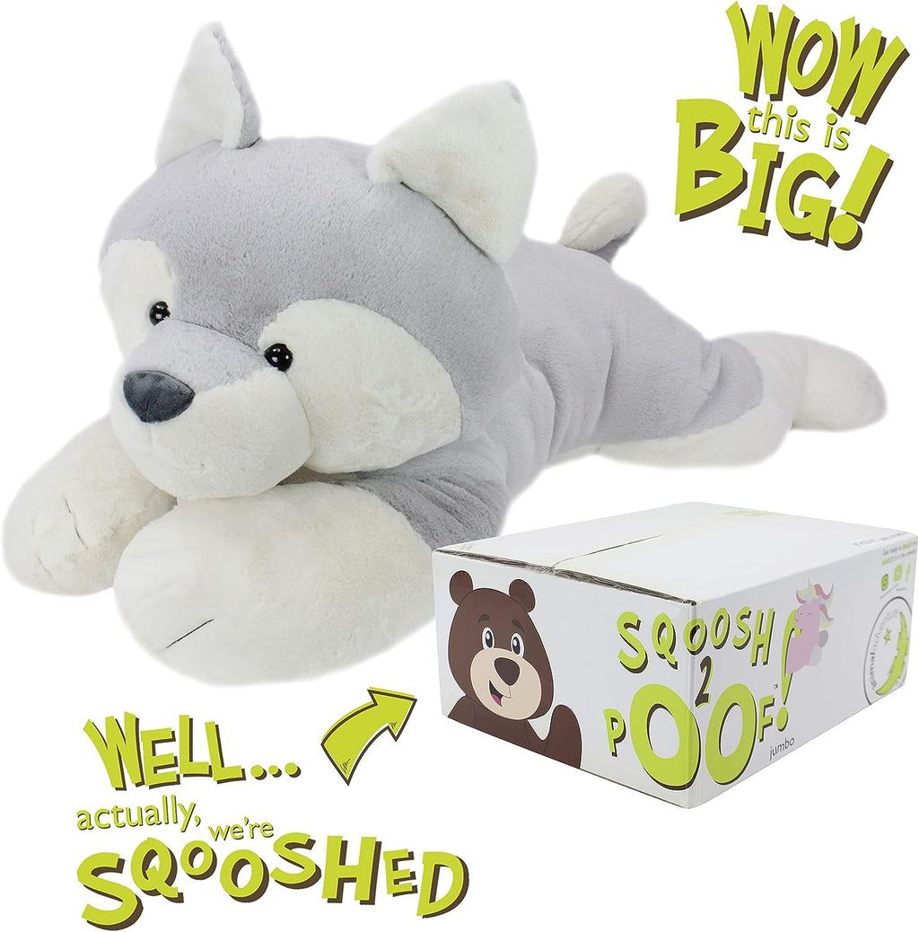 Giant 44" Sqoosh2Poof Ultra Soft Plush Husky - Cuddly Companion with Bonus Interactive Surprise!