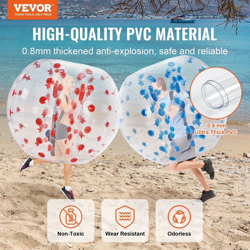 VEVOR Inflatable Bumper Balls 2-Pack, 5FT/1.5M Body Sumo Zorb Balls for Teen & Adult, 0.8Mm Thick PVC Human Hamster Bubble Balls for Outdoor Team Gaming Play, Bumper Bopper Toys for Garden, Yard, Park